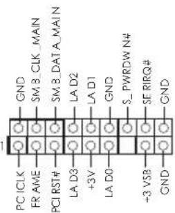 PCI CLK FR AME PCI RST# LA D3 +3 VSB LA D0 -3 VSB GND SM B_CLK MAIN SM B_DATA MAIN LA D2 LA D1 GND S_PWRDW N# SF RIRQ# GND