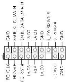 PC CLK FRAME PC IR ST # LA D3 +3V LA D0 +3 VS B GND SM_B_CLK_MAIN SM_B_DATA_MAIN LA D2 LA D1 S_PWD WN # SE RI RQ # GND