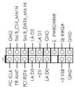 GND SM_B_CLK_MAIN SM_B_DATA_MA_IN LA_D2 LA_D3 +3V LA_D1 S_PWRDWN# SE_RIRQ# GND GND PCI_CCLK FR_AME PCI_RST# LA_D3 LA_D0 +3 VSB GND