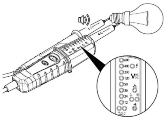 TROTEC BE20 - Avertissement relat à la tension électrique Risque d'électrocution et de blessure lors du test de continuité ! - 1