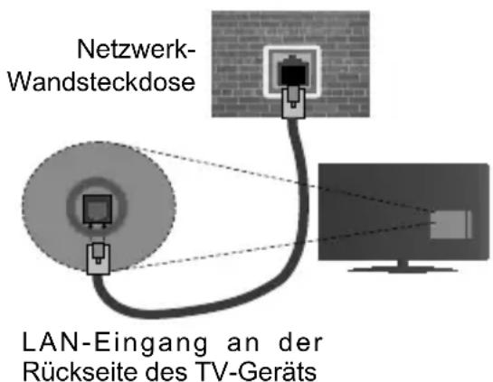 Netzwerk- Wandsteckdose LAN-Eingang an der Rückseite des TV-Geräts