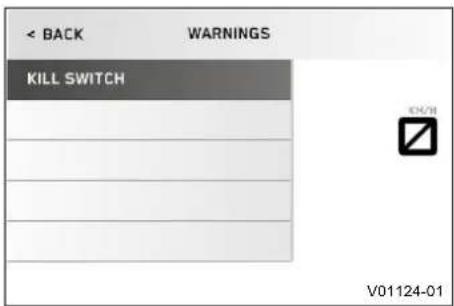< BACK WARNINGS KILL SWITCH V01124-01