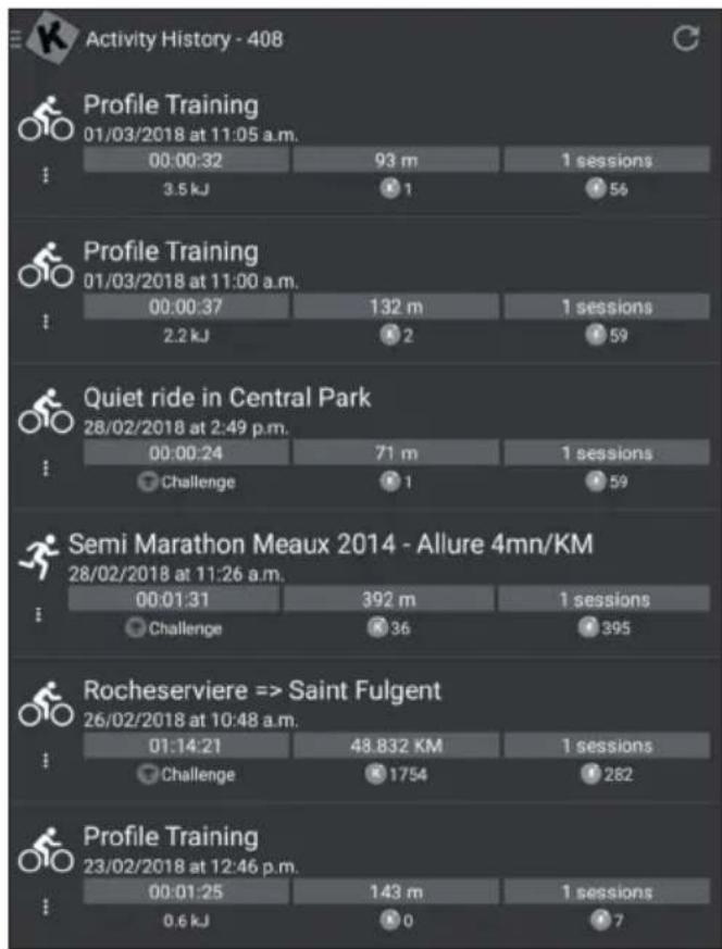 Klarfit Myon - Historique des exercices - 1