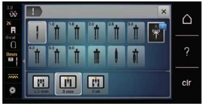 BERNINA 535 - Sélectionner la plaque à aiguille dans l'interface utilisateur - 1