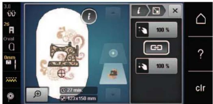 BERNINA 535 - Modifier la taille du motif de broderie de manière proportionnelle - 5