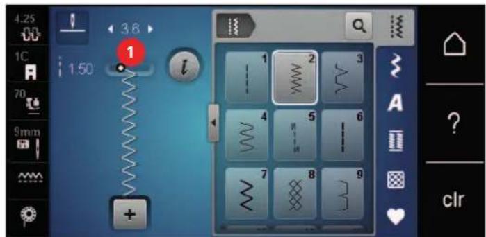 BERNINA 570 QE E - Modification de la largeur de point - 1