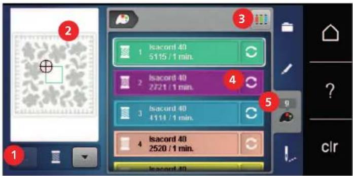 BERNINA 570 QE E - Aperçu du menu changement de couleur - 1