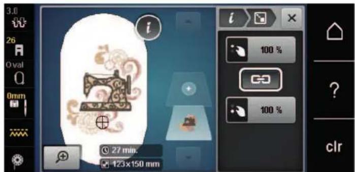 BERNINA 570 QE E - Modifier la taille du motif de broderie de manière proportionnelle - 5