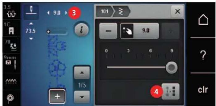 BERNINA 570 QE E - Adapter la longueur et la largeur de motif de point - 5