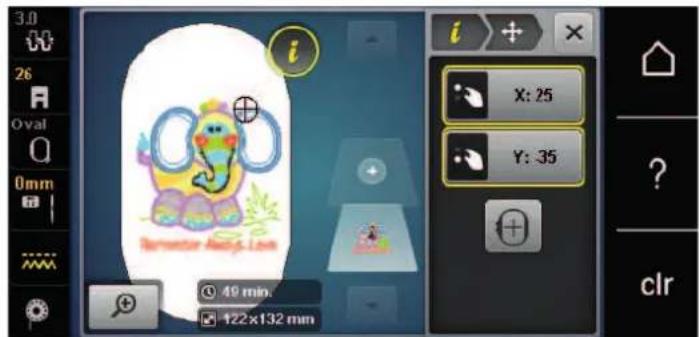 BERNINA 570 QE E - Déplacer le motif de broderie - 2