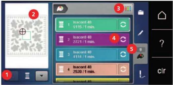 BERNINA 535 E - Aperçu du menu changement de couleur - 1