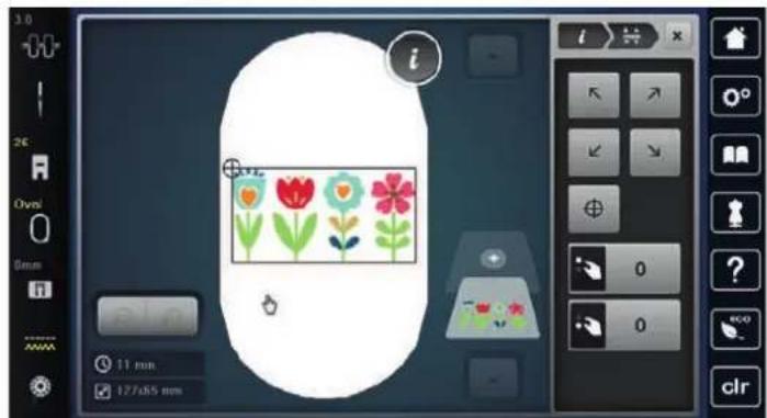 BERNINA 770 QE PLUS - Contrôler la taille et la position du motif de broderie - 1
