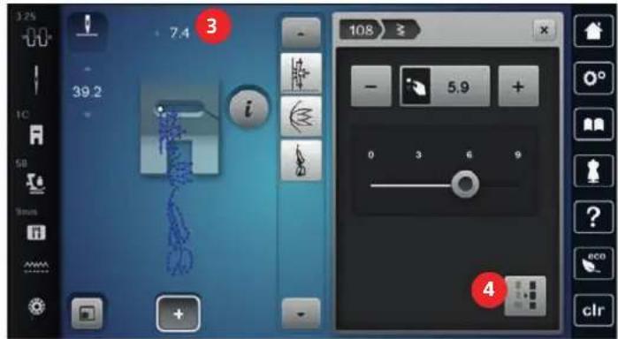 BERNINA 770 QE PLUS - Adapter la longueur et la largeur de motif de point - 5