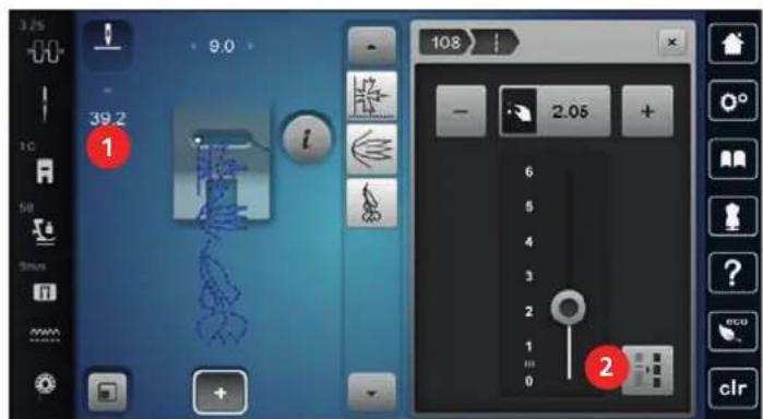 BERNINA 770 QE PLUS - Adapter la longueur et la largeur de motif de point - 3