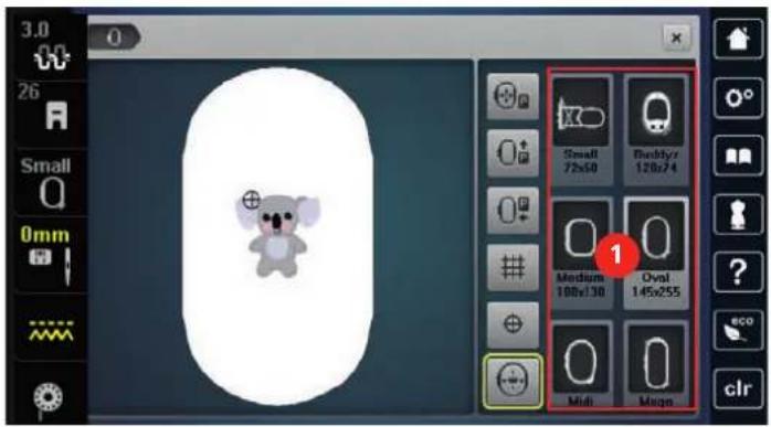 BERNINA 770 QE PLUS - Aperçu du choix des cadres de broderie - 1