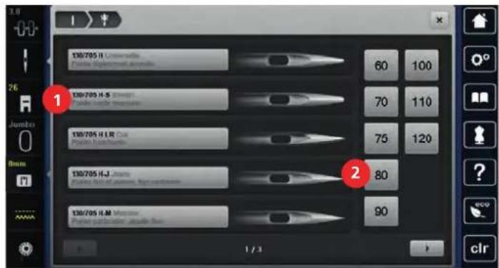BERNINA 790 PLUS Crystal Edition - Selectionner le type et la dimension d'iguille - 3
