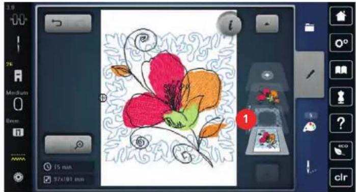 BERNINA 790 PLUS Crystal Edition - Regrouper les motifs de broderie - 1