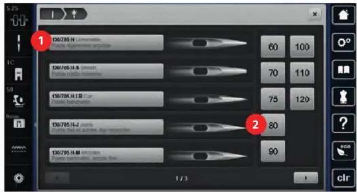 BERNINA 790 PLUS Crystal Edition - Selectionner le type et la dimension d'iguille - 3