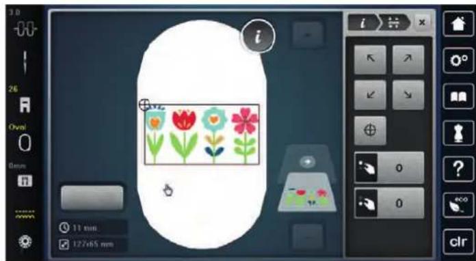 BERNINA 790 PLUS Crystal Edition - Contrcler la taille et la position du motif de broderie - 3