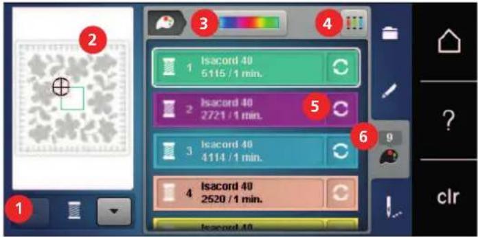 BERNINA 500 - Aperçu du menu changement de couleur - 1
