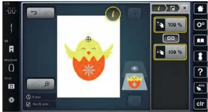 BERNINA 700 E - Modifier la taille du motif de broderie de manière proportionnelle - 5