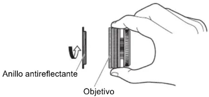 OLYMPUS PTEP13 - Fije el anillo antirreflectante (opcional) a la parte de rosca del filtro del objetivo. - 1