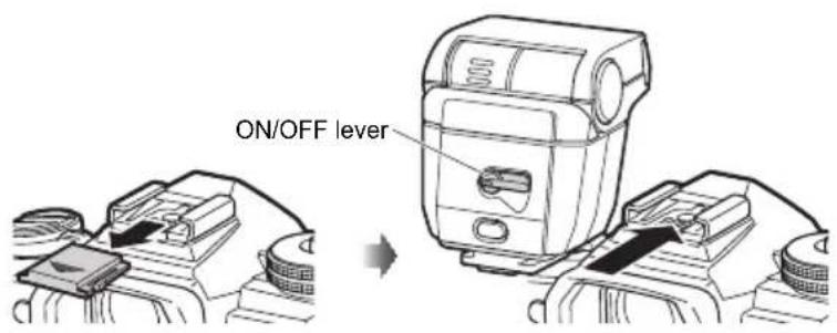 OLYMPUS PTEP14 - Attach the flash to the camera - 1