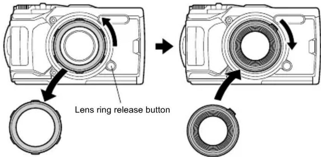 OLYMPUS PT058 - Attach the antireflective ring to the digital camera - 1