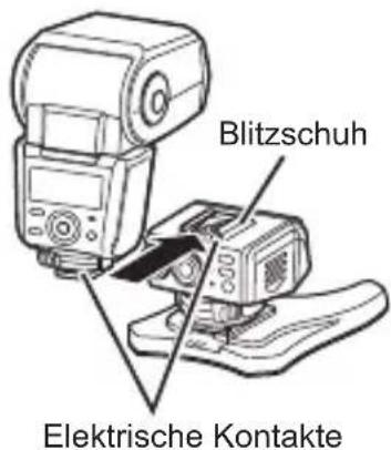 OLYMPUS FRWR - Anbringen des Blitzgerätes am Drahtlosempfänger - 1