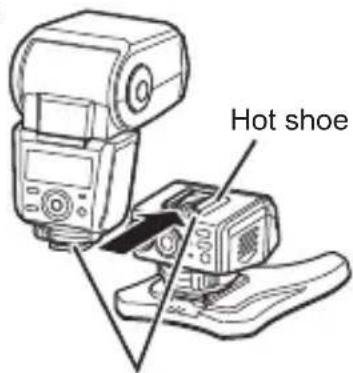 OLYMPUS FRWR - Attaching the flash to the wireless receiver - 1