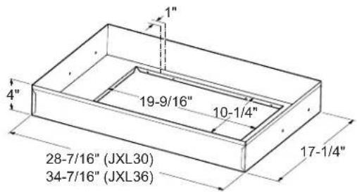 1" 4" 19-9/16" 10-1/4" 28-7/16" (JXL30) 34-7/16" (JXL36) 17-1/4"
