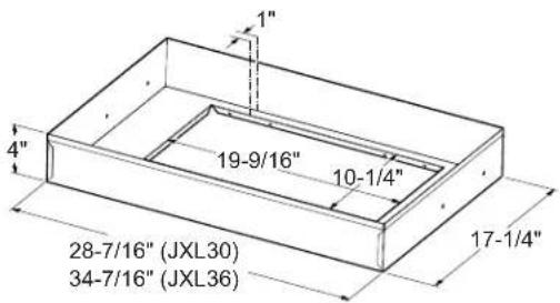 1" 4" 19-9/16" 10-1/4" 28-7/16" (JXL30) 34-7/16" (JXL36) 17-1/4"