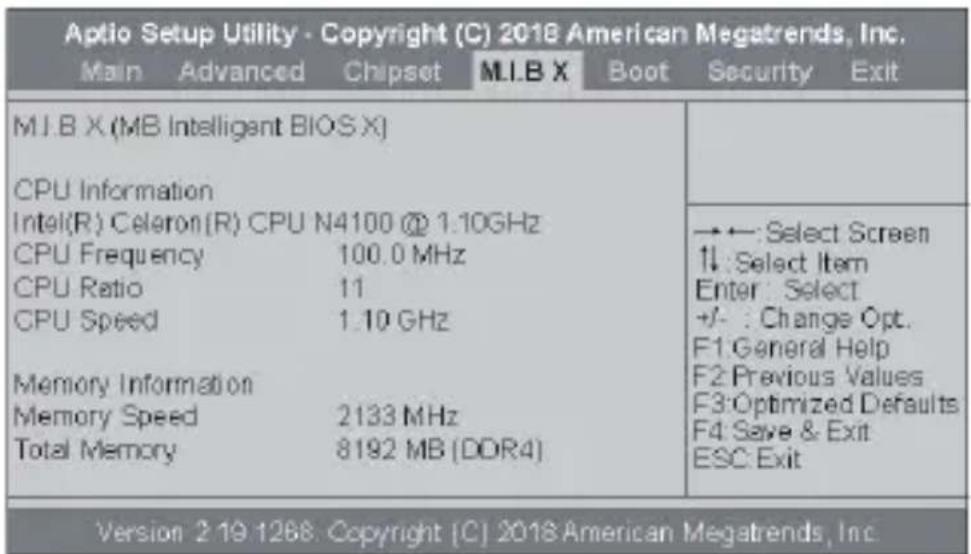ECS LIVA Z2 - M.I.B X 選單 [MB Intelligent BIOS X Menu] - 1