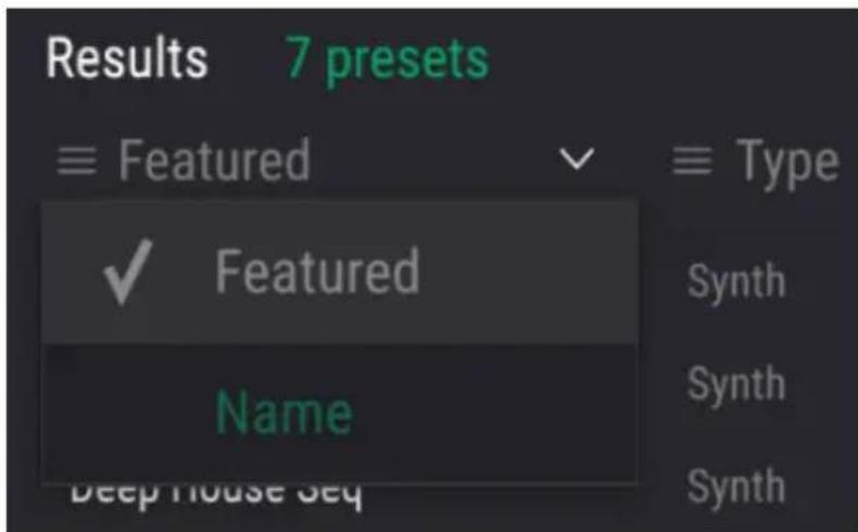Arturia Filter M12 - La fenêtre Search Results - 1