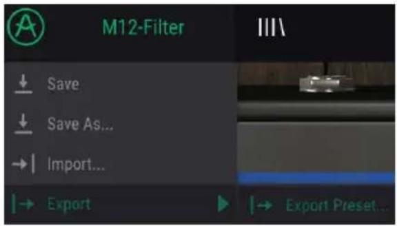 Arturia Filter M12 - Export Preset - 1