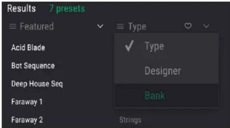 Arturia Filter M12 - La fenêtre Search Results - 2