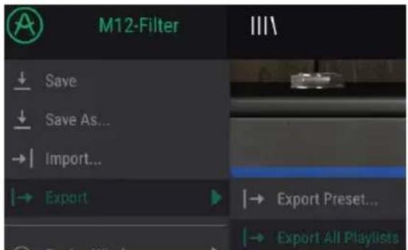 Arturia Filter M12 - Export All Playlists - 1