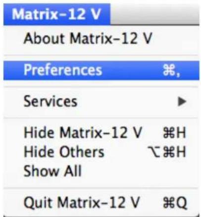 Arturia Matrix12 V - Réglages audio et MIDI: mac OS x - 1