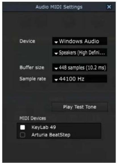 Arturia Matrix12 V - Réglages audio et midi: windows - 2