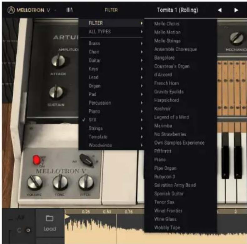 Arturia Mellotron V - Choix de présections : autres méthodes - 1