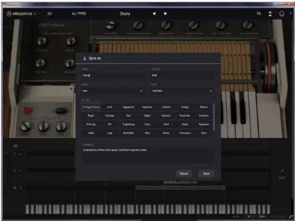 Arturia Mellotron V - 4.3.1.2.Save Preset As... - 1