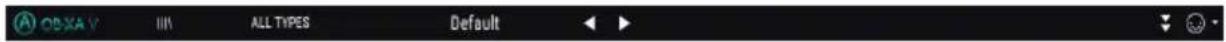 Arturia OBXA V - La barre d'outils supérieure - 1