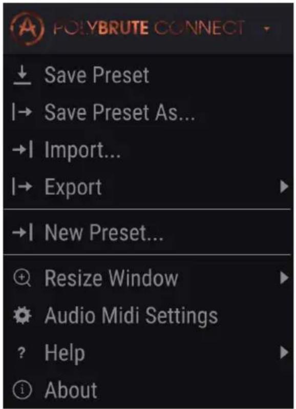 Arturia Polybrute Connect - Menu Principal - 1