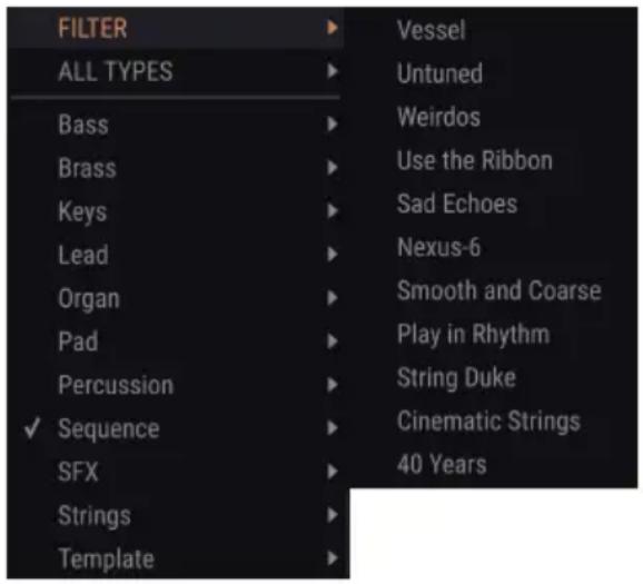 Arturia Polybrute Connect - Menu de selection rapide - 1