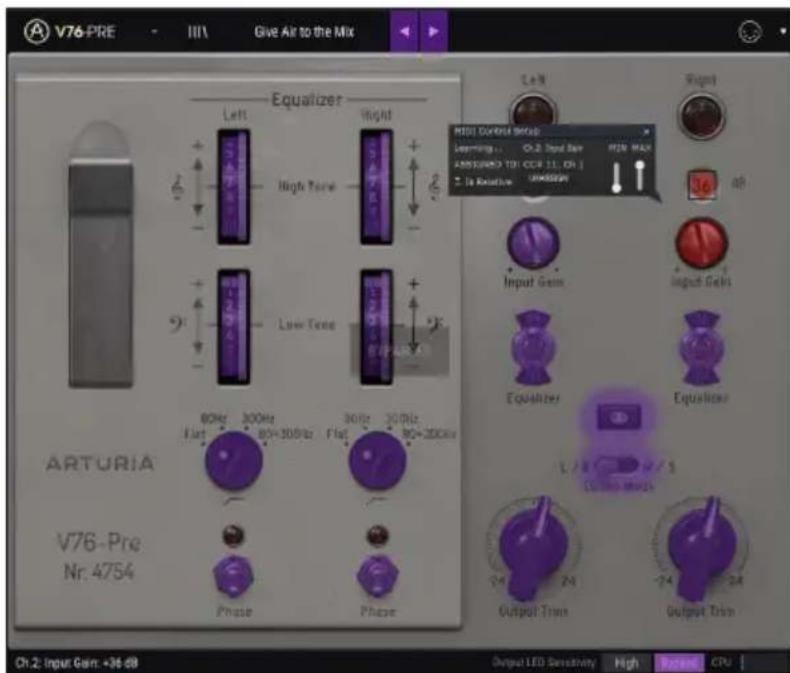 Arturia Pre V76 - L'assignation MIDI Learn - 1