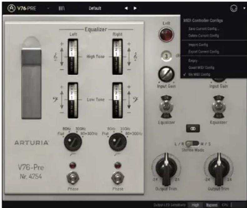 Arturia Pre V76 - La configuration du contrôleur MIDI - 1