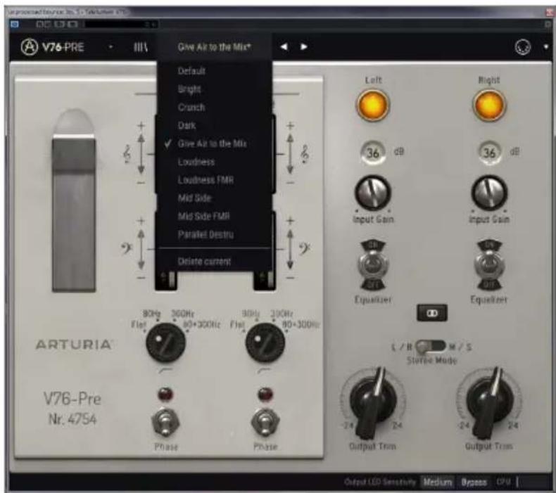 Arturia Pre V76 - Sélectionner une préselection - 1