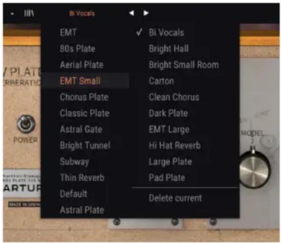 Arturia REV Plate140 - Sélectionner une présélection - 1