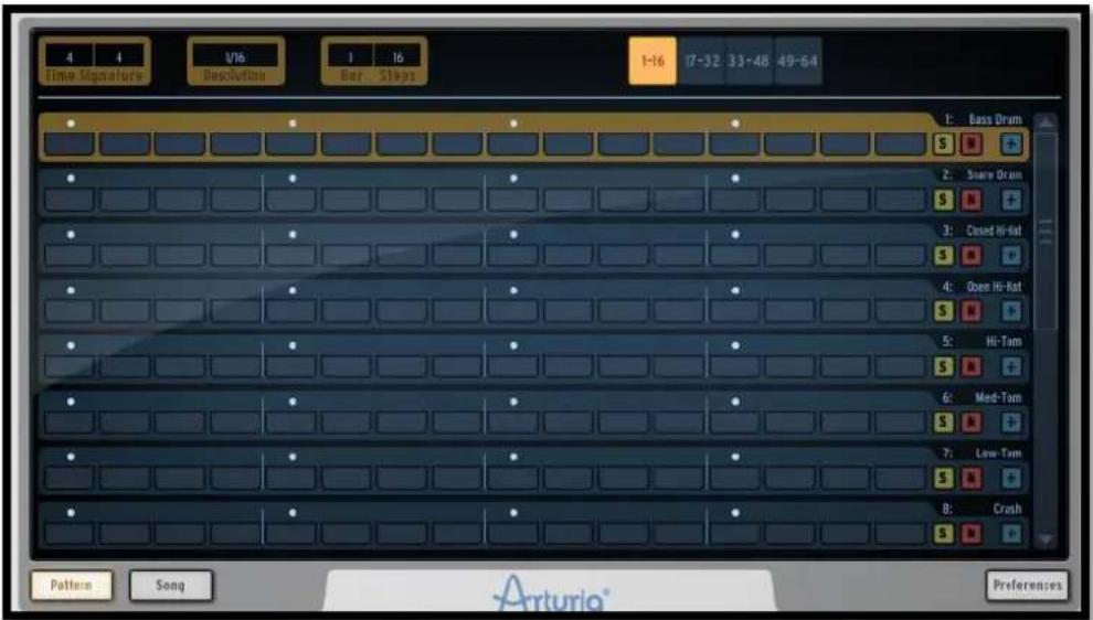 Arturia Spark Dubstep - Le panneau Pattern - 1