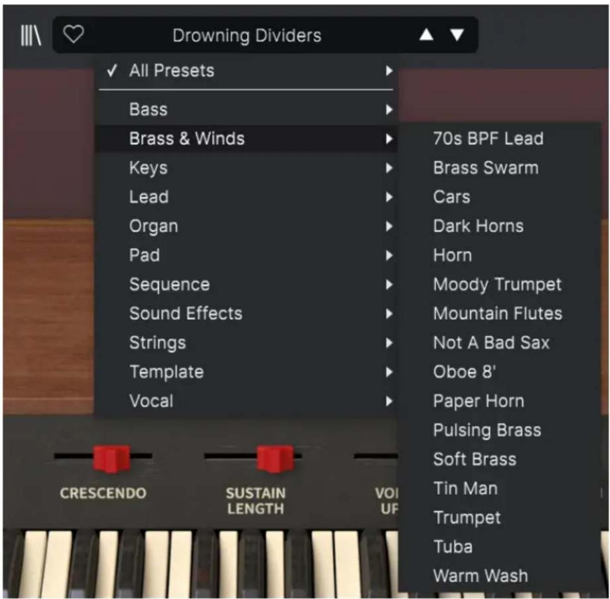 Arturia Solina V - Sélection de presets : autres méthodes - 1